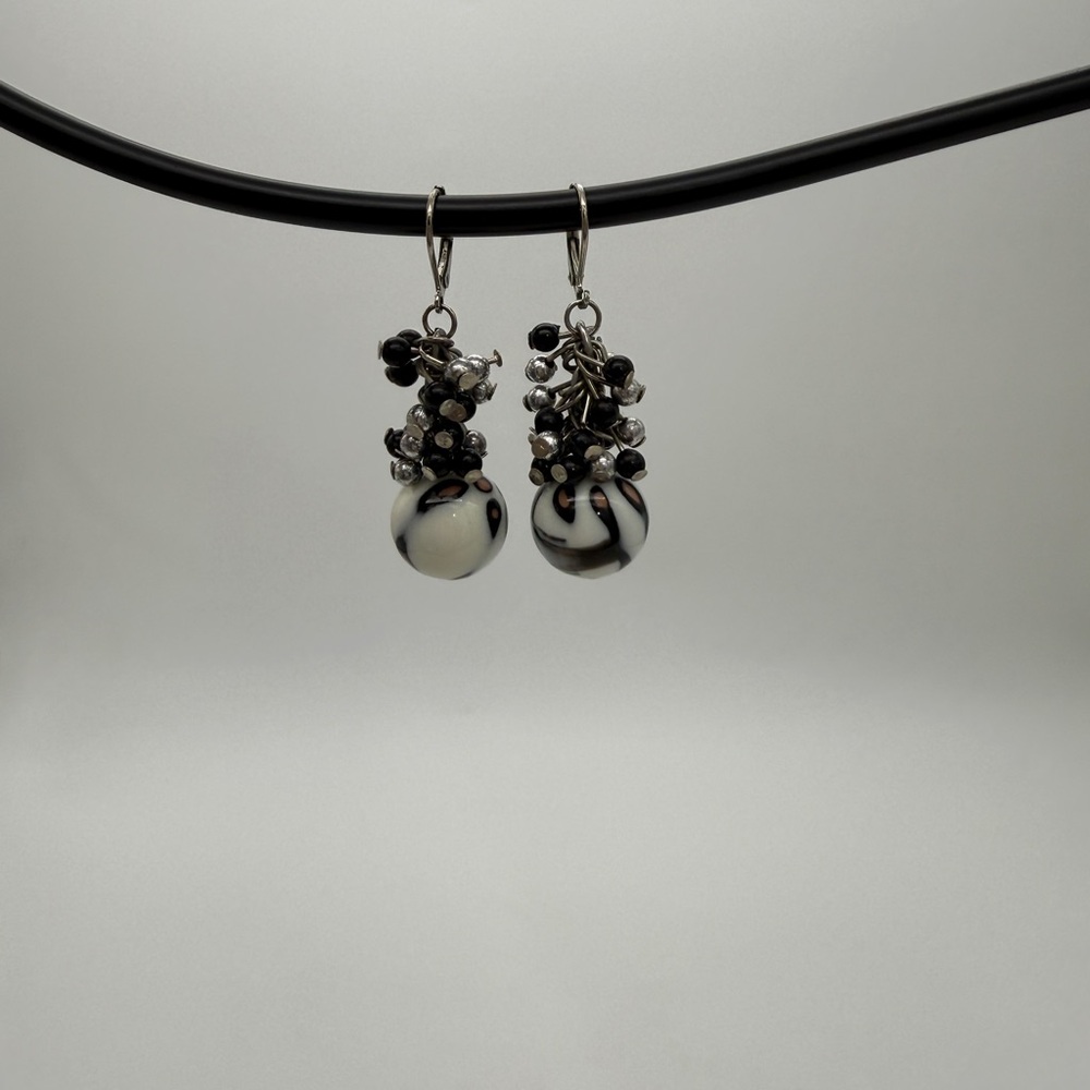 Elegant Black and Silver Dangle Earrings